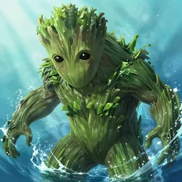 picture of water groot closed up, illustration concept art anime key visual trending pixiv fanbox by wlop and greg rutkowski and makoto shinkai and studio ghibli featured on artstation, high quality, high resolution, smooth 8 k octane rendered with volumetric cinematic dramatic light rutkowsky