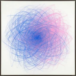 de kooning thin scribble on white canvas, blue and pink shift, yves tanguy, first iteration, oil on canvas, thick impasto