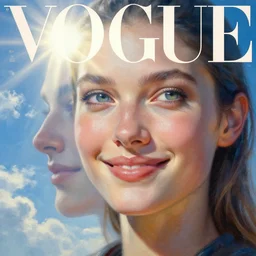 3 d, sci - fi, close - up, morning, smiling fashion model face, bright eyes, sun, cinematic, clouds, sun rays, vogue cover style, poster art, blue mood, realistic painting, intricate oil painting, high detail illustration, figurative art, multiple exposure, poster art, by tooth wu and wlop and beeple and greg rutkowski