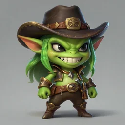 a highly detailed illustration of cute gunslinger green goblin sharp tooth girl, art by artgerm and greg rutowski, intricate, elegant, highly detailed, centered, digital painting, artstation, concept art, smooth, sharp focus, league of legends concept art, wlop.
