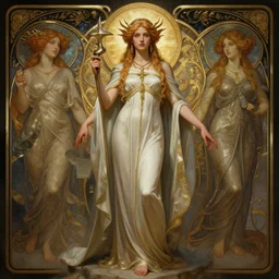 epic masterpiece full body portrait of a beautiful Atlantean priestess, highly detailed, digital painting, artstation, concept art, sharp focus, illustration, art by artgerm and greg rutkowski and alphonse mucha