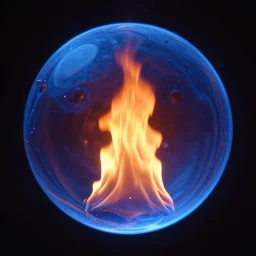 blue orb with a fire burning deep inside it