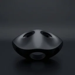 aerodynamic audio design concept, electronic high tech, very distant shot render matte black, centered on studio gray background, design by james dyson, jonathan ive, futuristic organic shape, all black technologic design, octane engine render, product concept, unreal engine 6 render