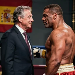 spanish mariano rajoy with a k. o. against mike tyson