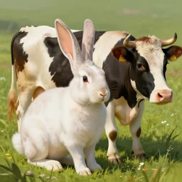 🐇🐮, digital Art,hyperrealist, artstation, greg rutkowski