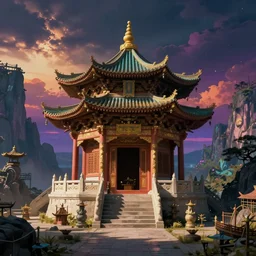 vaporwave Windwalker Shrine, beautiful landscape, fantasy-style, cinematic lighting, photorealism. trending on Flickr ,CGSociety, Eldritch color scheme, Pastiche by Albrecht Dürer, Pastiche by Don Maitz