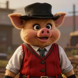 Film still of Ms. Piggy in Red Dead Redemption 2 (2018 video game)