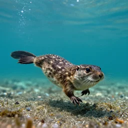 a gopher diving underwater