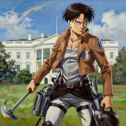 Titan from attack on Titan attacking the white house, oil on Canvas intricate, 8k highly professionally detailed, HDR, CGsociety