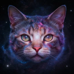 colorful galaxy that looks like a cat face, high detail, digital art, beautiful , concept art,fantasy art, 4k