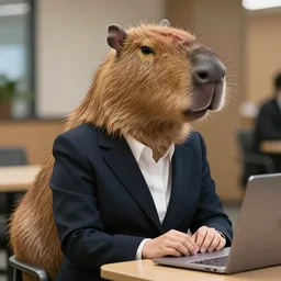 capybara in a smart business suit, photography, documentary, detailed, 4k
