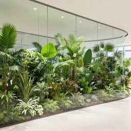 a mirror building full of plants