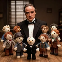 A still from The Godfather with everyone played by sock puppets
