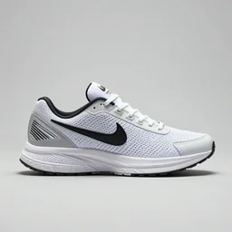 a studio photoshoot of A Nike running sneaker designed by Virgil Abloh, mesh fabrics, Off-White, realistic, color film photography by Tlyer Mitchell, 35 mm, graflex