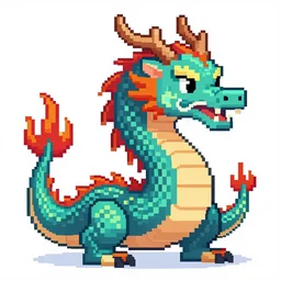 pixel art of a dragon, colourful, detailed, digital art, pixel art!! trending on artstation,