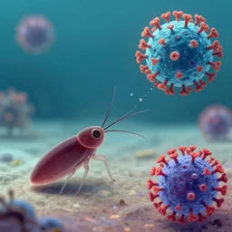 paramecium in a battle with a virus by margaret brundage
