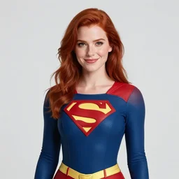 a woman with red hair and a smirk. she is a superhero, wearing a superhero costume. well composed, clean elegant painting, beautiful detailed face. comic book art by steve ditko and jack kirby and ( alphonse mucha )