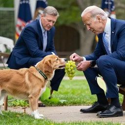 joe biden feeding a dog grapes