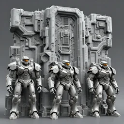 3 d sculpt of rectangular military scifi mecha robots 3 d fractal industrial building facade, maschinen krieger, starcraft, halo, star wars, ilm, star citizen halo, mass effect, high tech industrial, artstation unreal