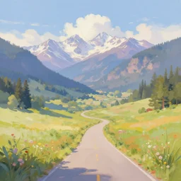 Peace valley landscape wonderland crossroad pastel beauty Digital painting artstation