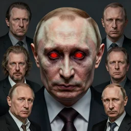 vladimir putin, is gremlin ghoul, awe face, red glowing eyes, toothless horror macabre face, by donato giancola and greg rutkowski and wayne barlow and zdzisław beksinski, realistic face, digital art