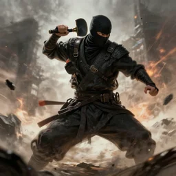 ninja in an epic battle, concept art
