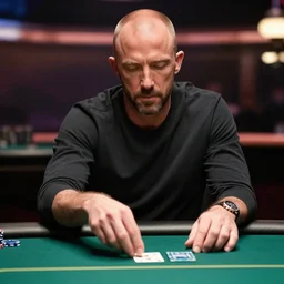 a bald version de Ben Affleck, playing poker