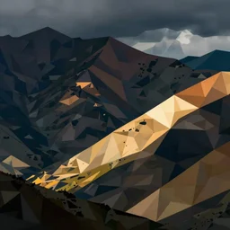 art style consisting of harsh highlights, strong contrasts, flat shading and colouring. polygonal