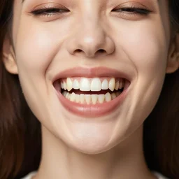 photograph of an attractive woman with mandibles attached to her mouth