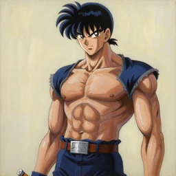 a oil painting of a modern god in the style of Hirohiko Araki in the style of akira toriyama detailed realistic High Resolution HD 8k