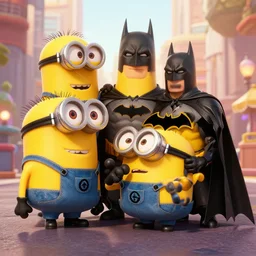 minions from despicable me fighting batman