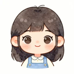a watercolor portrait of a q - version cartoon character, a cute girl with short hair, a black baseball cap, gold frame glasses, trending on artstation