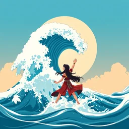 katara from avatar is summoning a giant wave, clean cel shaded vector art. shutterstock. behance hd by lois van baarle, artgerm, helen huang, by makoto shinkai and ilya kuvshinov, rossdraws, illustration