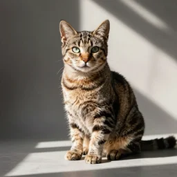 tabby cat, full subject in frame