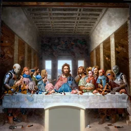 the il cenacolo of l'ultima cena painting with androids instead of humans
