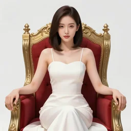 beautiful asian queen with shoulder length hair, sitting on her throne, digital art by tara phillips, hyper detailed, hyperrealism, fine line art, dynamic lighting