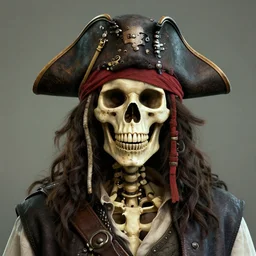 perfectly centered close up portrait, skeleton pirate, highly detailed, character concept, unreal engine 5, candid photography, by anne stokes