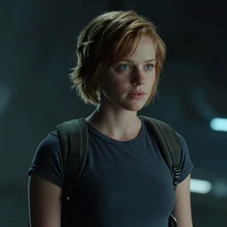 Film still of Mackenzie Foy in Tron Legacy, 4K, extremely detailed, cinematic, screenshot, high quality