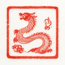 red ink chinese stamp of a beautiful feminine ouroboros