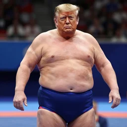 a photo of donald trump at the sumo wrestling championships, extremely detailed