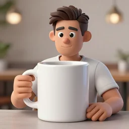 portrait of a ( ( ( white oversized ceramic mug of coffee ) ) ), dotado handsome brazilian drinking coffee, 3 d photorealistic, concept character, by filip hodas