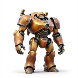 jovial battle mech, stylized pixar-style 3d render, full body, standing, isolated on a pure white background, centered, whole figure in frame, sharp focus, studio lighting