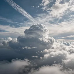 equirectangular image of cloudscape, contrails, cumulus clouds, stratus clouds, large cloud formations, photorealistic, skybox, sky, clouds
