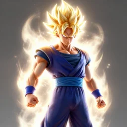 Arnold Schwarzenegger as Super Saiyan powering up, glowing aura, high quality,