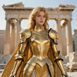 portrait knights of zodiac girl, golden and copper shining armor, in ruined agora of athens sunrise, ssci - fi and fantasy, intricate and very very beautiful and elegant, highly detailed, digital painting, artstation, concept art, smooth and sharp focus, illustration, art by tian zi and wlop and ilya kuvshinov and alphonse mucha