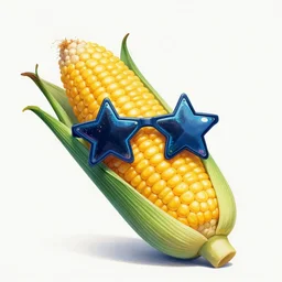 corn on a cob with star sunglasses graffiti art by lee, high detail