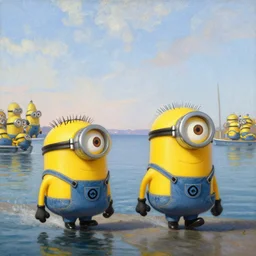 minions crossing the delaware, oil painting by emanuel leutze, exact replica