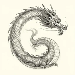 a fractal dragon by hokusai, by james jean, by bosch