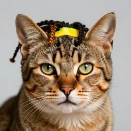 professional photo of a rastafarian cat, rasta in the head