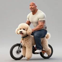 Dwayne Johnson riding a poodle